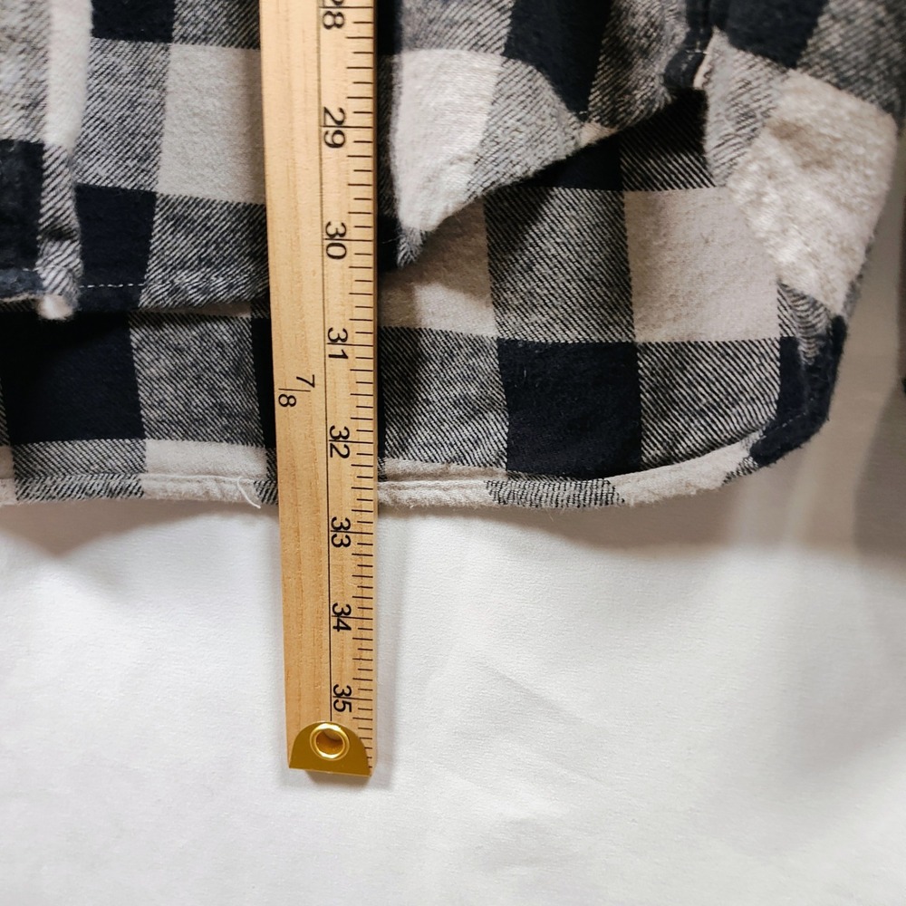 Gap Mens Buffalo Plaid Flannel Shirt Black Cream Standard Fit Medium Cotton - Picture 8 of 8